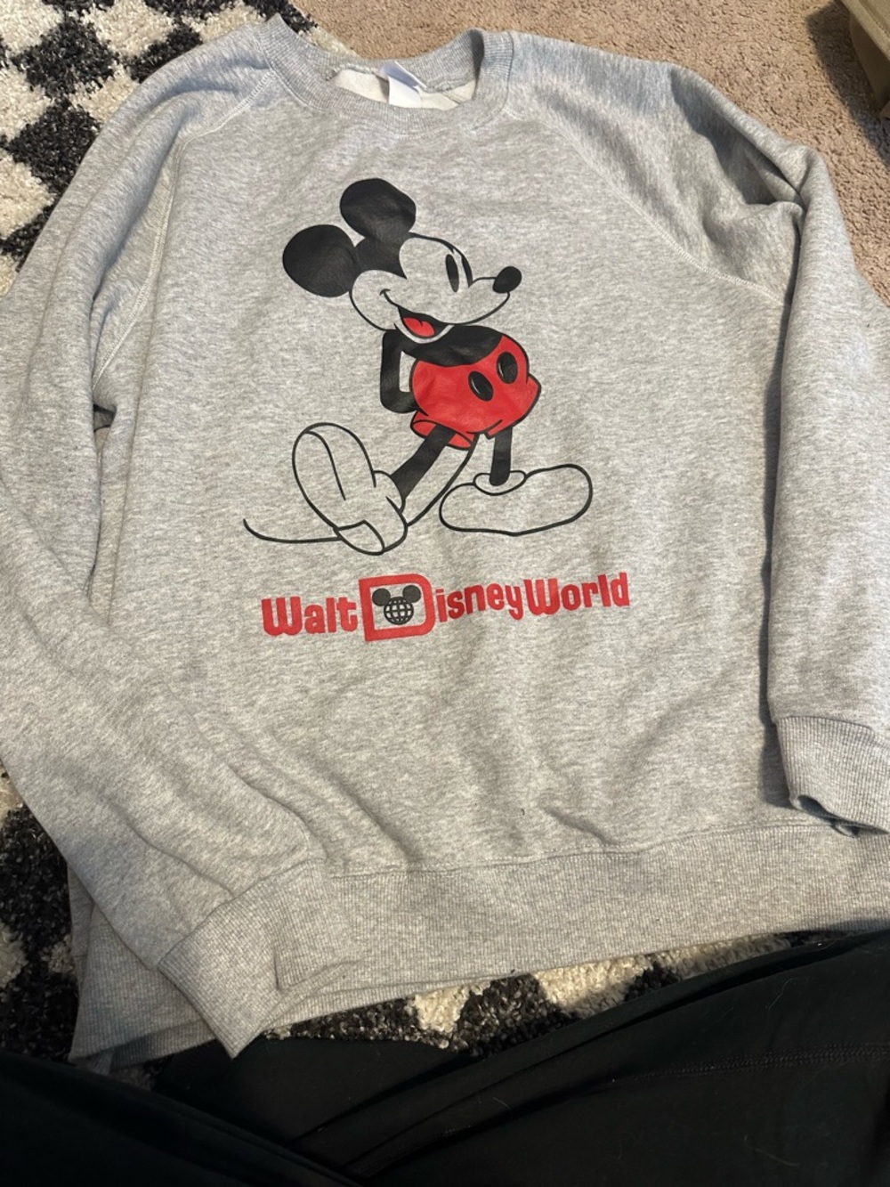 Disney Gray Crewneck Sweatshirt with Mickey Tag